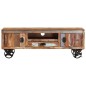 vidaXL Mueble de TV con ruedas madera maciza reciclada 110x30x37 cm