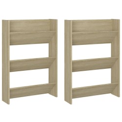 vidaXL Zapateros de pared 2 uds contrachapada roble Sonoma 60x18x90 cm