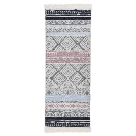 vidaXL Alfombra de algodón rosa y aguamarina 100x300 cm