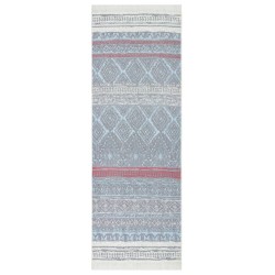 vidaXL Alfombra de algodón rosa y aguamarina 100x300 cm