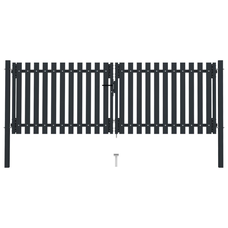 vidaXL Cancela doble de valla de acero gris antracita 306x150 cm 