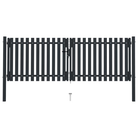 vidaXL Cancela doble de valla de acero gris antracita 306x150 cm 