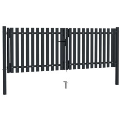 vidaXL Cancela doble de valla de acero gris antracita 306x150 cm 