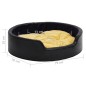 vidaXL Cama de perro felpa cuero sintético negro amarillo 79x70x19 cm vidaXL Cama de perro felpa cuero sintético negro amarillo 79x70x19 cm