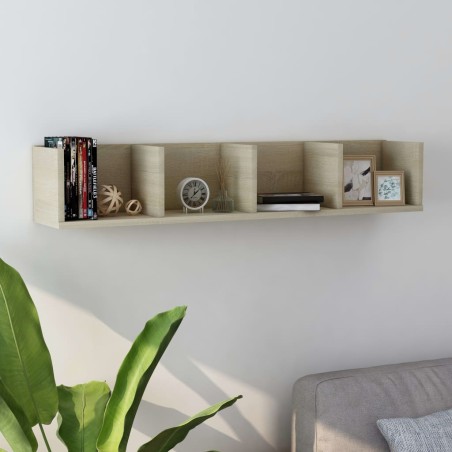 vidaXL Estante de pared para CD contrachapada color roble 100x18x18 cm