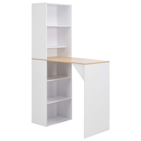 vidaXL Mesa de bar con estantería blanca 115x59x200 cm