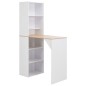 vidaXL Mesa de bar con estantería blanca 115x59x200 cm vidaXL Mesa de bar con estantería blanca 115x59x200 cm