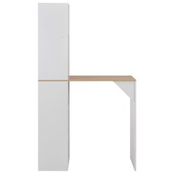 vidaXL Mesa de bar con estantería blanca 115x59x200 cm