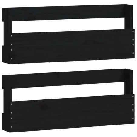 vidaXL Estantes zapatos de pared 2 uds madera de pino negro 59x9x23 cm