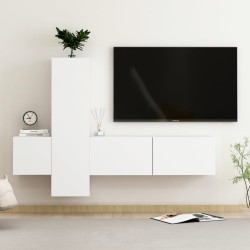 vidaXL Set de muebles de salón TV 3 piezas madera de ingeniería blanco