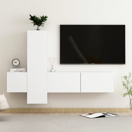 vidaXL Set de muebles de salón TV 3 piezas madera de ingeniería blanco