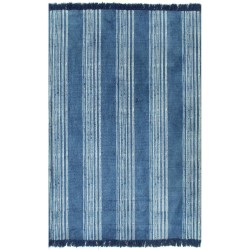 vidaXL Alfombra de algodón Kilim con estampado azul 160x230 cm