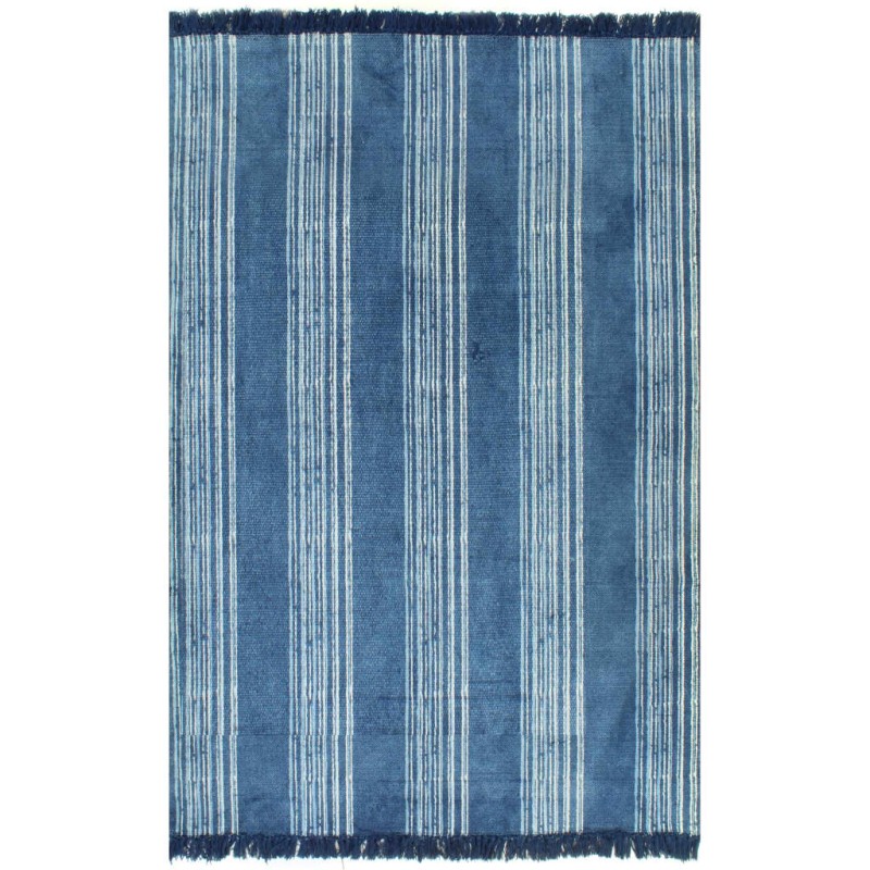 vidaXL Alfombra de algodón Kilim con estampado azul 160x230 cm vidaXL Alfombra de algodón Kilim con estampado azul 160x230 cm