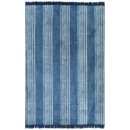 vidaXL Alfombra de algodón Kilim con estampado azul 160x230 cm