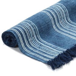 vidaXL Alfombra de algodón Kilim con estampado azul 160x230 cm