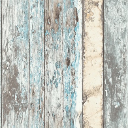 DUTCH WALLCOVERINGS Papel de pared pintado trozos madera azul PE10012 