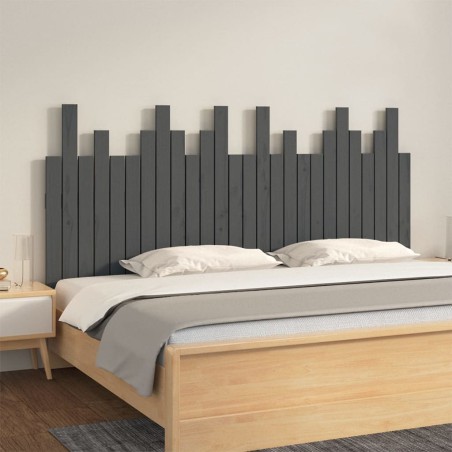 vidaXL Cabecero de cama de pared madera maciza pino gris 166x3x80 cm