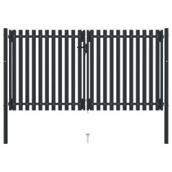 vidaXL Cancela doble de valla de acero gris antracita 306x200 cm