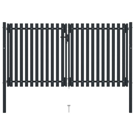 vidaXL Cancela doble de valla de acero gris antracita 306x200 cm