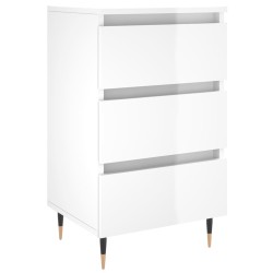 vidaXL Mesita de noche madera de ingeniería blanco brillo 40x35x69 cm