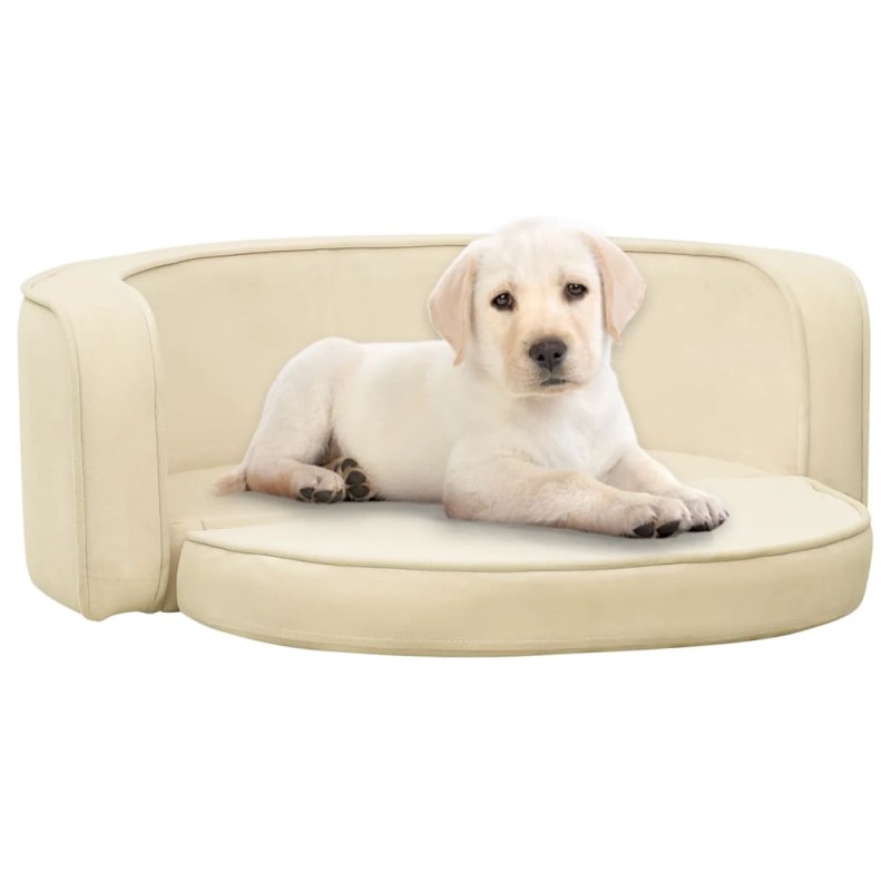 vidaXL Sofá plegable para perros cojín lavable felpa crema 73x67x26 cm vidaXL Sofá plegable para perros cojín lavable felpa crema 73x67x26 cm