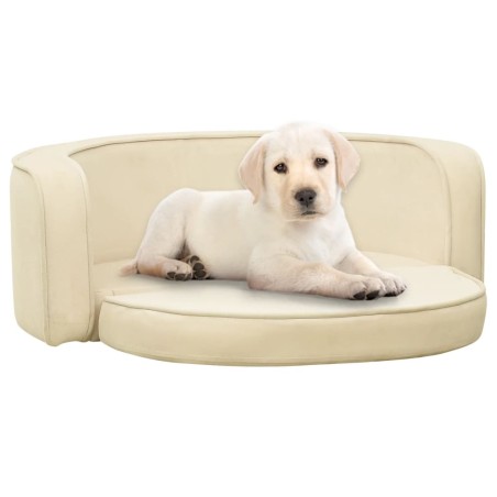 vidaXL Sofá plegable para perros cojín lavable felpa crema 73x67x26 cm