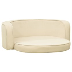 vidaXL Sofá plegable para perros cojín lavable felpa crema 73x67x26 cm