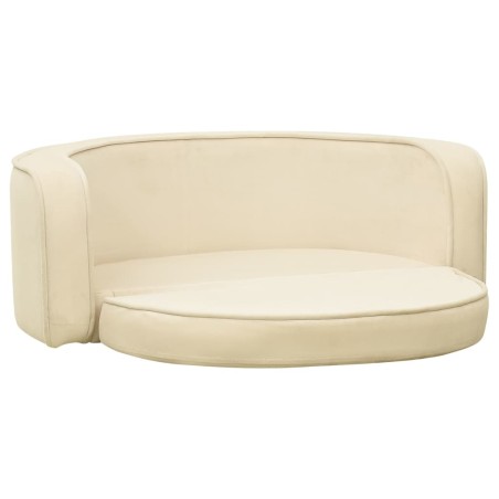 vidaXL Sofá plegable para perros cojín lavable felpa crema 73x67x26 cm