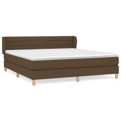 vidaXL Cama box spring con colchón tela marrón oscuro 160x200 cm