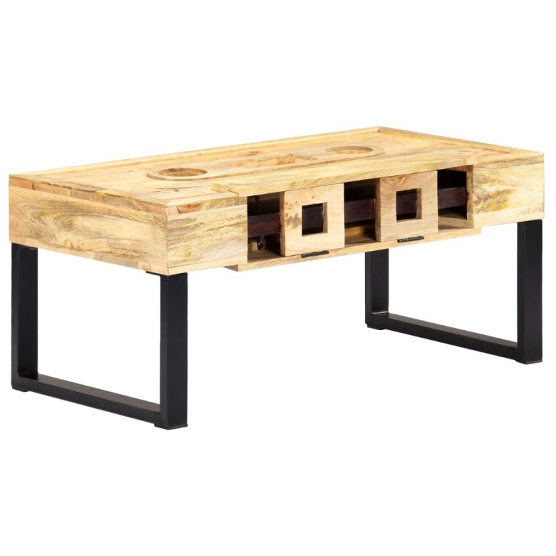 vidaXL Mesa de centro estilo cassette madera maciza mango vidaXL Mesa de centro estilo cassette madera maciza mango