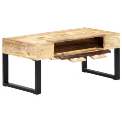 vidaXL Mesa de centro estilo cassette madera maciza mango