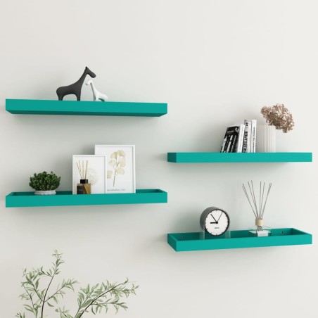 vidaXL Estantes de pared Loggia 4 uds azul MDF 60x15x4 cm