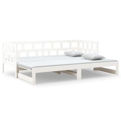 vidaXL Sofá cama extraíble madera maciza de pino blanco 2x(80x200) cm 