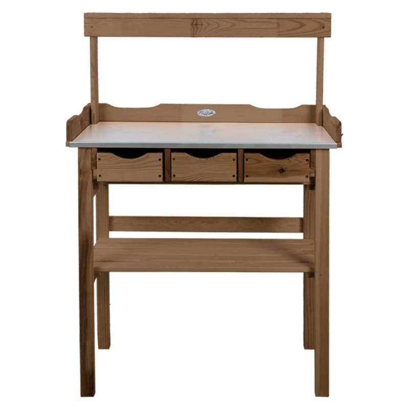 Esschert Design Mesa para macetas con cajón y rejilla marrón Esschert Design Mesa para macetas con cajón y rejilla marrón