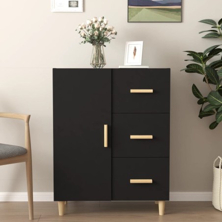 vidaXL Aparador de madera de ingeniería negro 69,5x34x90 cm