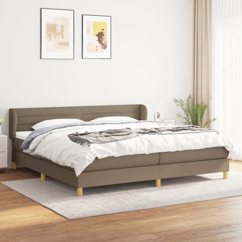 vidaXL Cama box spring con colchón tela gris taupe 200x200 cm vidaXL Cama box spring con colchón tela gris taupe 200x200 cm