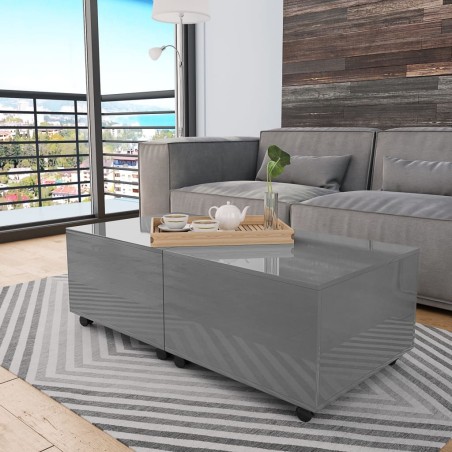 vidaXL Mesa de centro gris brillo 120x60x35 cm