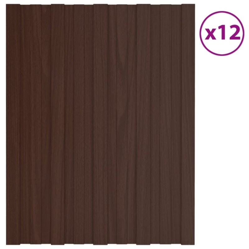 vidaXL Panel para tejado acero galvanizado marrón 12 unidades 60x45 cm vidaXL Panel para tejado acero galvanizado marrón 12 unidades 60x45 cm