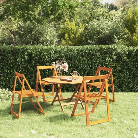 vidaXL Sillas de jardín plegables 4 uds madera maciza de acacia