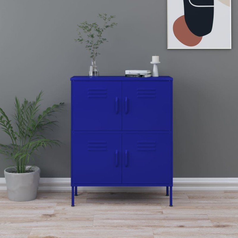 vidaXL Armario de almacenamiento acero azul marino 80x35x101,5 cm