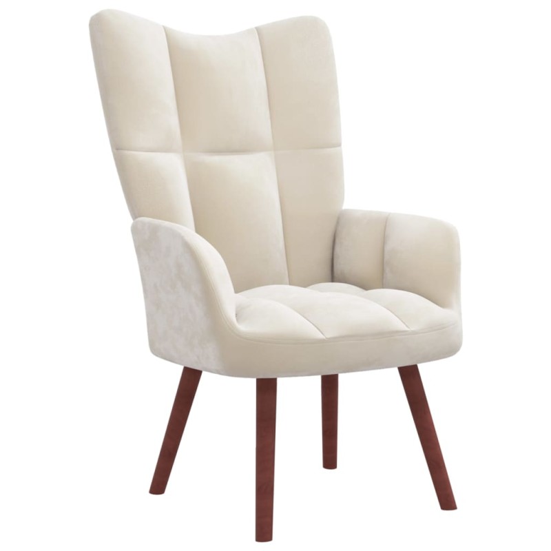 vidaXL Sillón de relax de terciopelo blanco crema vidaXL Sillón de relax de terciopelo blanco crema