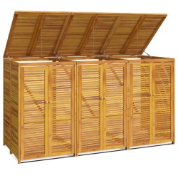 vidaXL Cobertizo triple para cubo de basura madera acacia 210x89x117cm