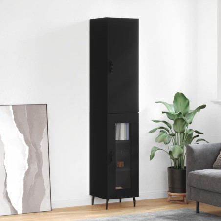 vidaXL Aparador de madera contrachapada negro 34,5x34x180 cm