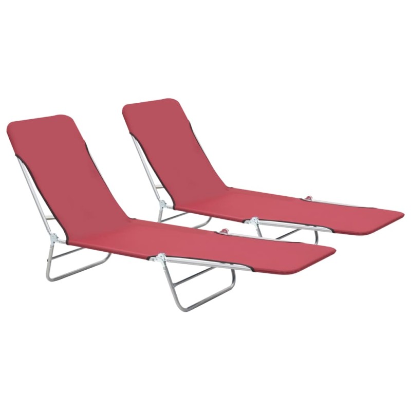 vidaXL Tumbonas plegables 2 unidades acero y tela rojas vidaXL Tumbonas plegables 2 unidades acero y tela rojas
