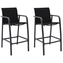 vidaXL Sillas altas de jardín 2 unidades textilene negro