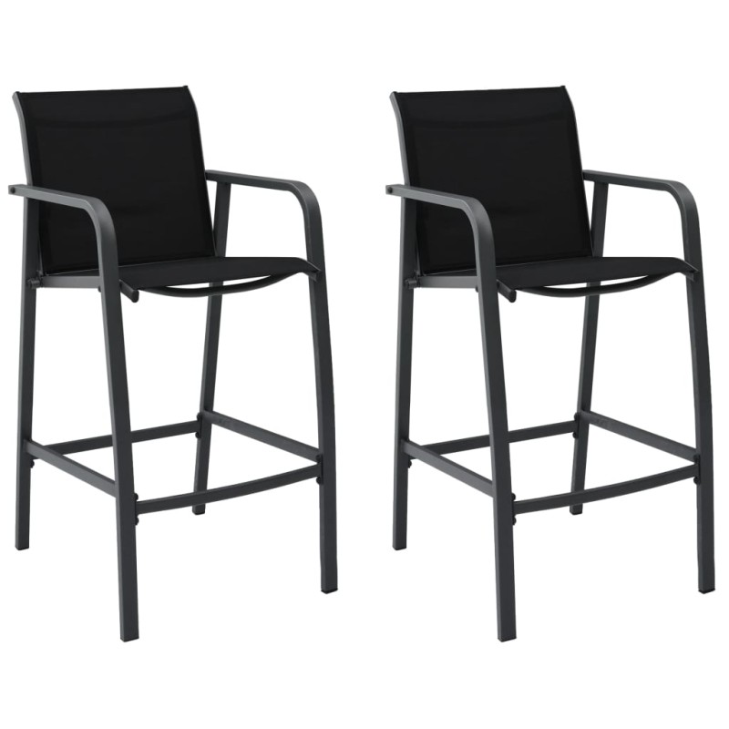 vidaXL Sillas altas de jardín 2 unidades textilene negro vidaXL Sillas altas de jardín 2 unidades textilene negro
