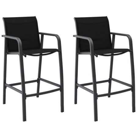 vidaXL Sillas altas de jardín 2 unidades textilene negro