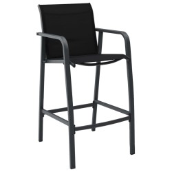 vidaXL Sillas altas de jardín 2 unidades textilene negro