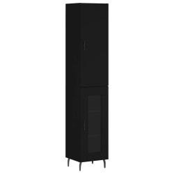 vidaXL Aparador de madera contrachapada negro 34,5x34x180 cm