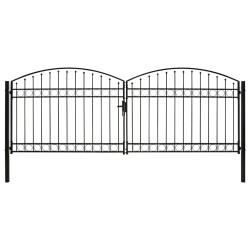 vidaXL Cancela de valla doble puerta con arco 400x150 cm acero negro